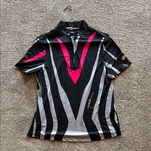 Jamie Sadock Black and Pink Graphic Polo